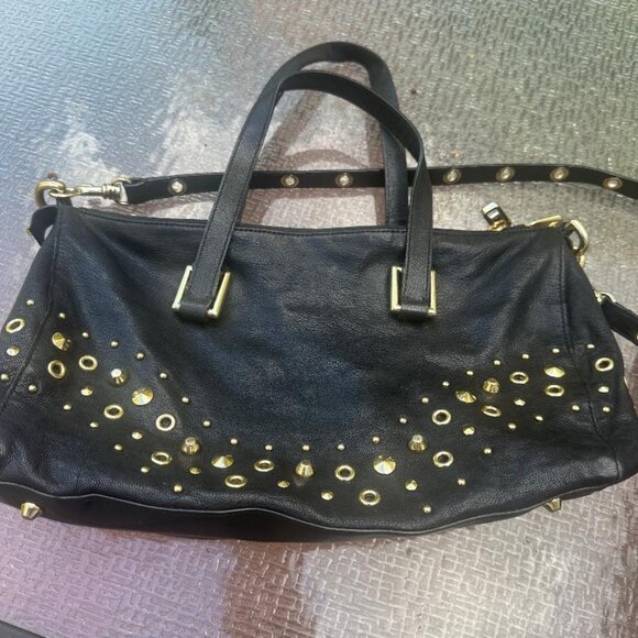 Juicy Couture genuine leather studded satchel w/ crossbody strap. - Picture 1 of 12